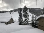 Winter view from balcony of Alpine ski area